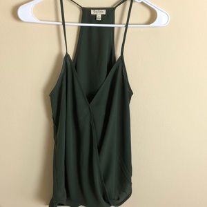 Lily White Olive Green Chiffon Tank